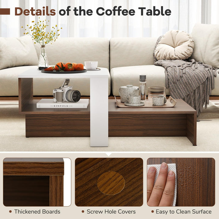 Giantex 2 Tier Coffee Table with Storage for Living Room Reception Room