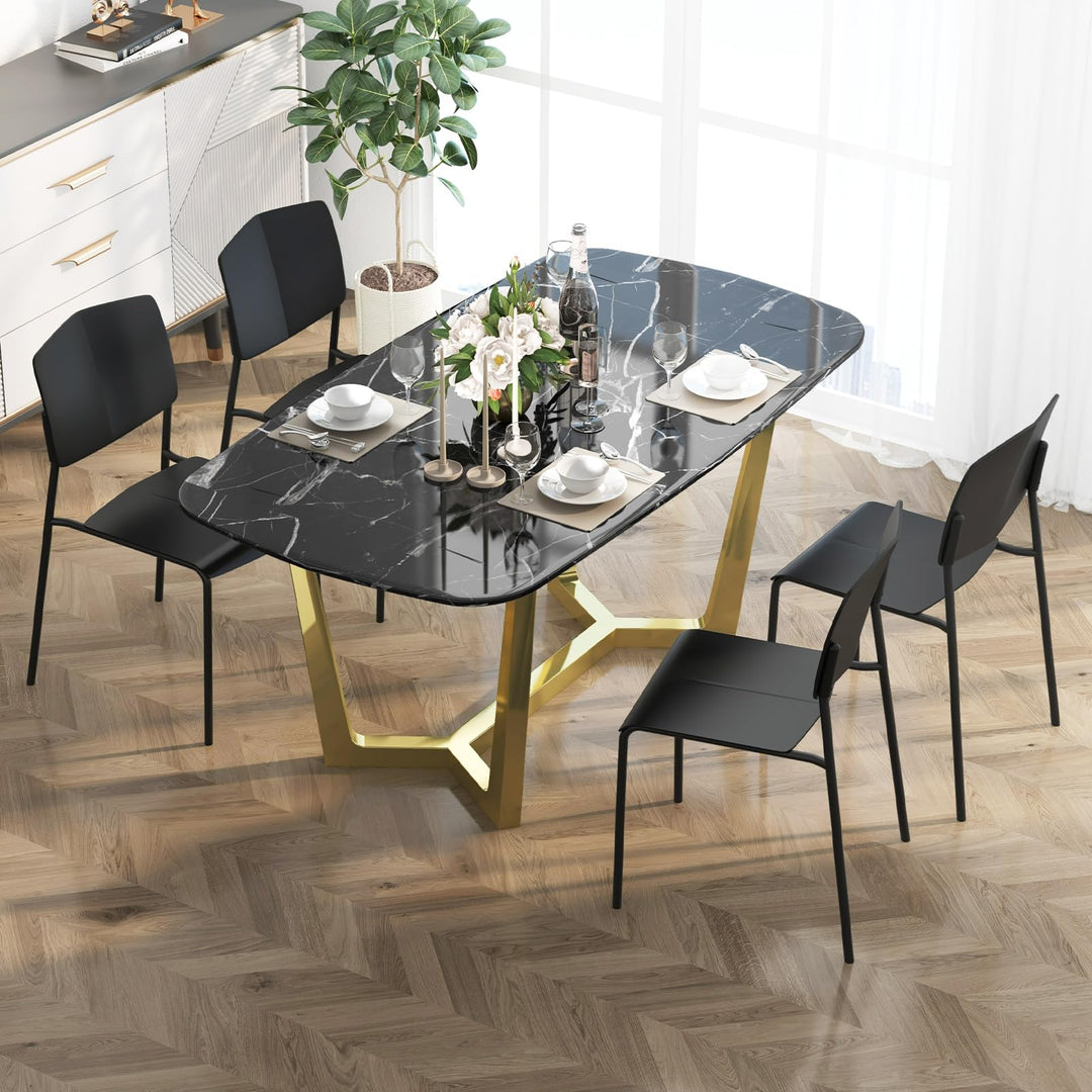 Giantex Stackable Dining Chairs Set, Modern Kitchen Chairs w/Metal Legs &amp; Curved Back, Load up to 350 LBS