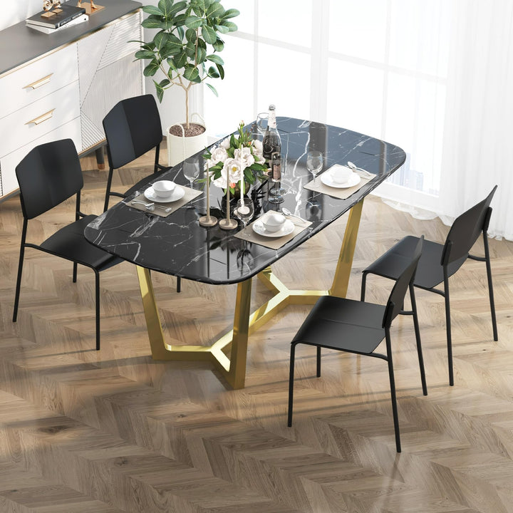 Giantex Stackable Dining Chairs Set, Modern Kitchen Chairs w/Metal Legs &amp; Curved Back, Load up to 350 LBS