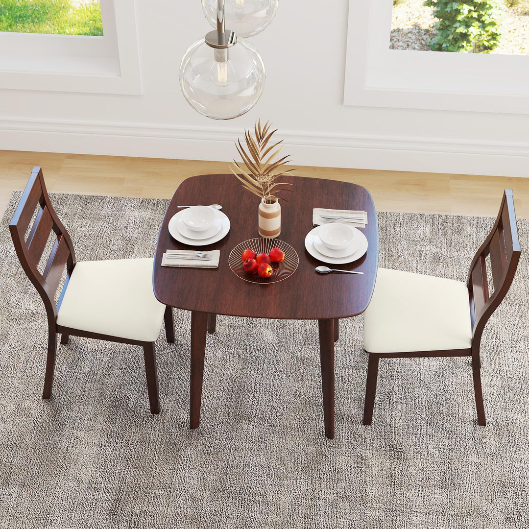 Giantex Wooden Square Kitchen Table and 2 Chairs with Padded Seat