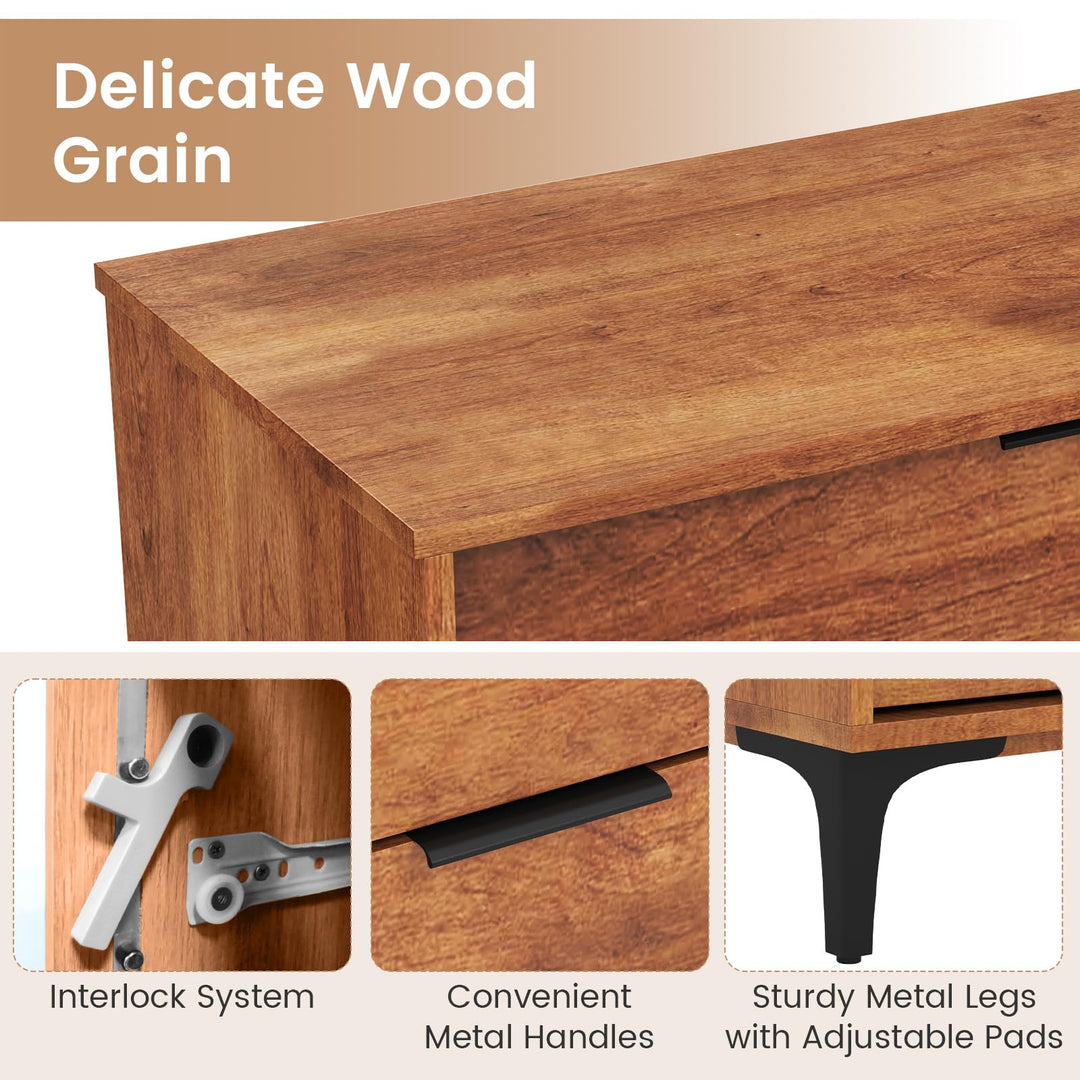 Giantex Wooden Storage Cabinet with Anti-Tip Kit &amp; Sturdy Metal Legs