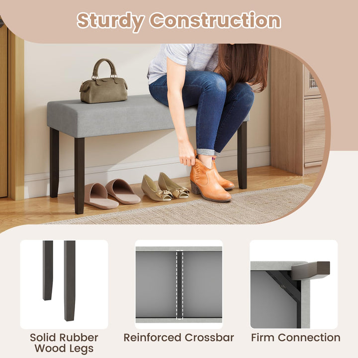 Giantex 40.5" Upholstered Entryway Bench with Padded Seat &amp; Solid Rubber Wood Legs Load 400Lbs