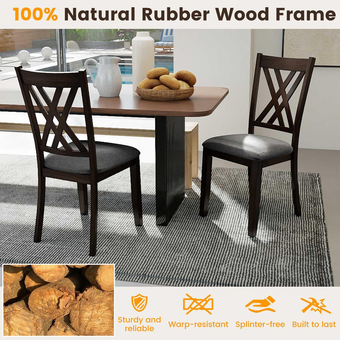 Giantex Linen Fabric Upholstered Wooden Dining Chair Set of 2/4 with Rubber Wood Frame for Dining Room