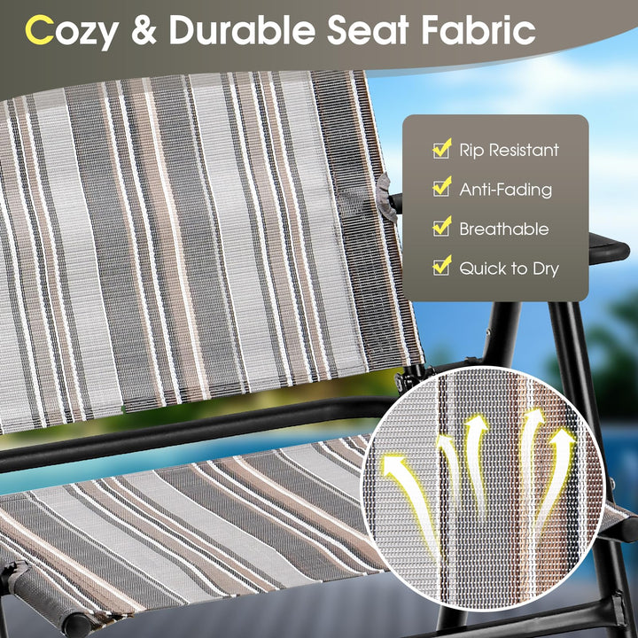 Giantex Patio Chairs Set of 2/4, Outdoor Folding Chairs with Armrests, Metal Frame