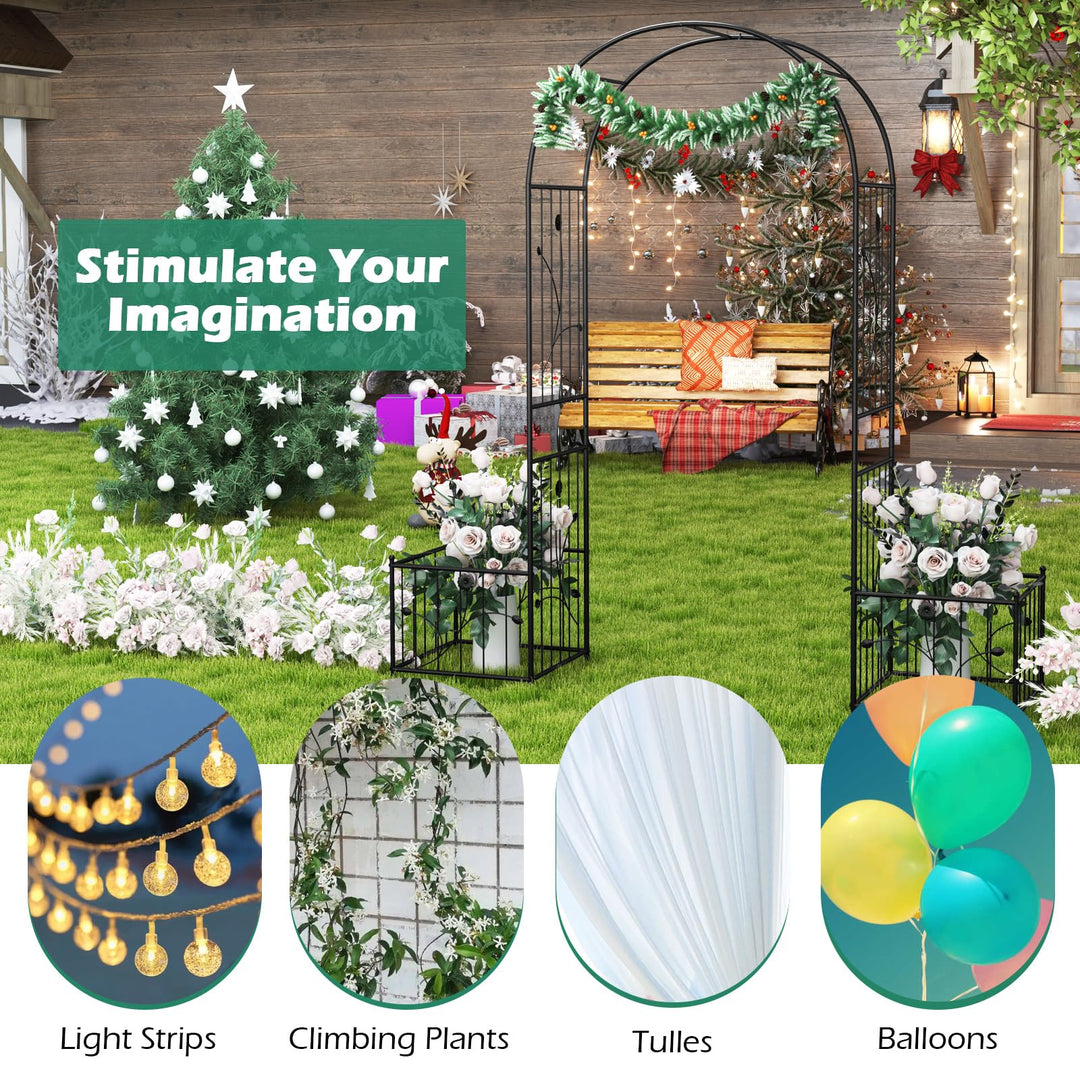 Giantex Garden Arch Trellis with Planters, 86&