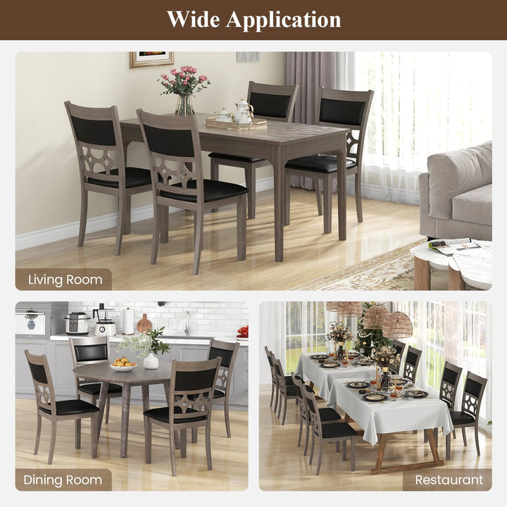 Giantex Wooden Dining Chairs, Farmhouse Armless Kitchen Chairs w/Padded Backrest &amp; Seat