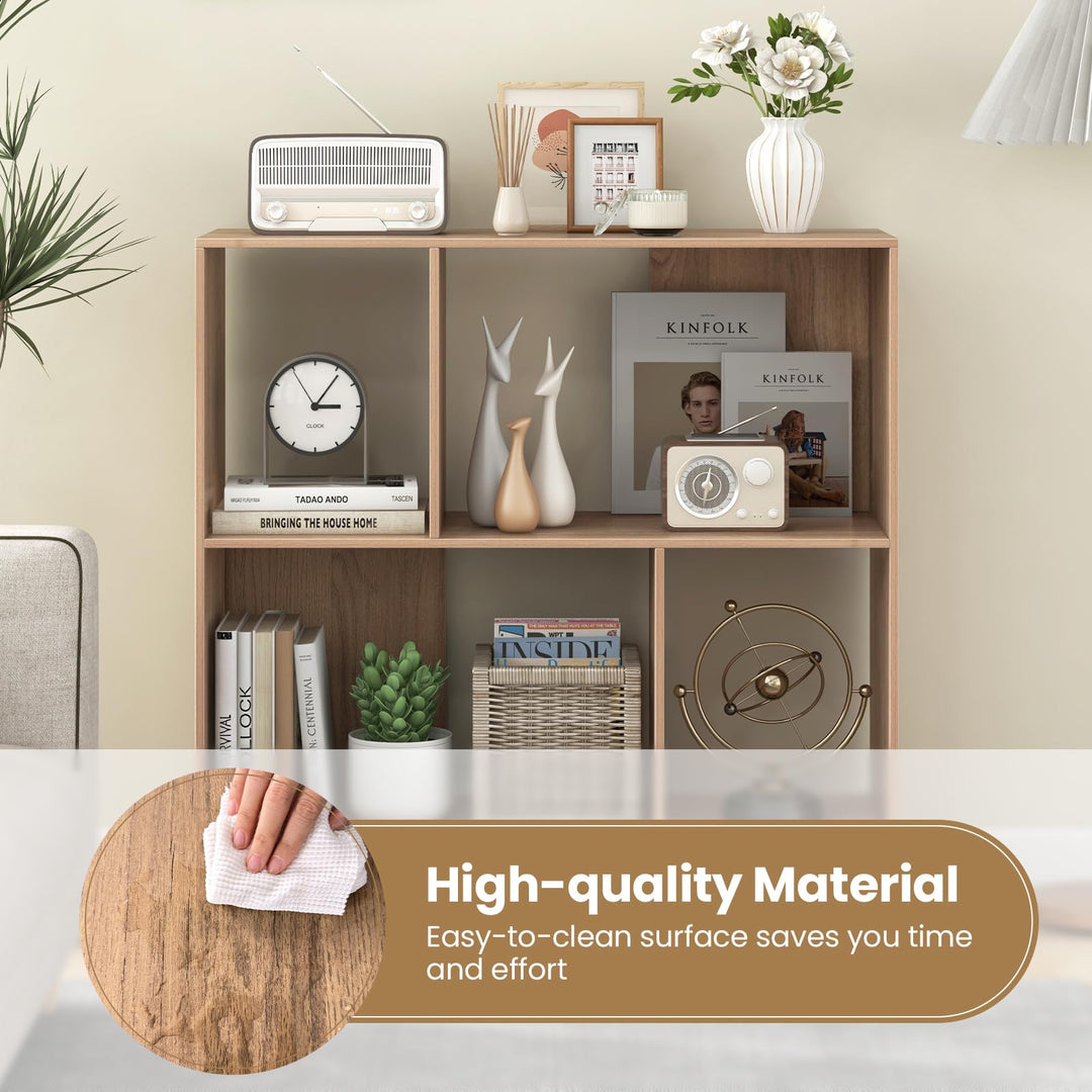 Giantex 3-Tier Bookcase, Modern Cube Bookshelf with 4 Compartments &amp; Metal Legs, Minimalist Freestanding Storage Organizer
