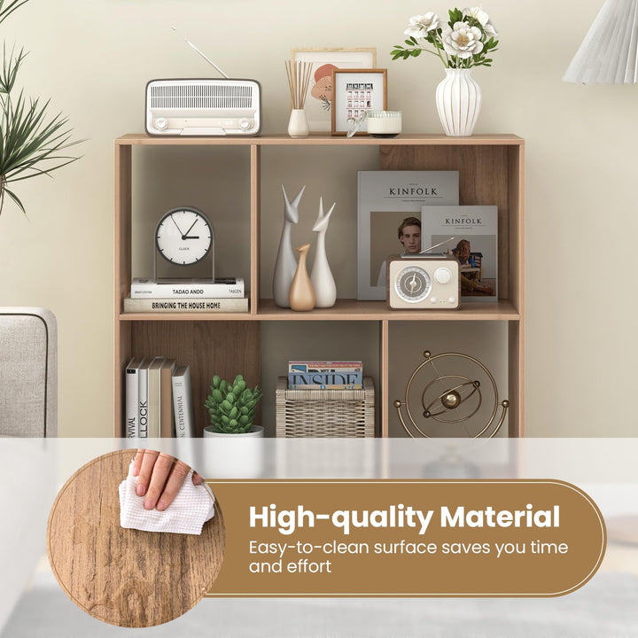 Giantex 3-Tier Bookcase, Modern Cube Bookshelf with 4 Compartments &amp; Metal Legs, Minimalist Freestanding Storage Organizer