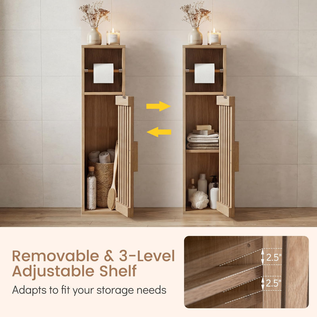 Giantex Slim Bathroom Freestanding Toilet Paper Holder Stand with Door