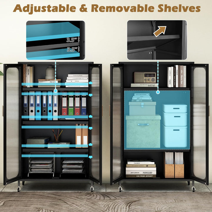Giantex 2-Door Metal Storage Cabinet 5-Tier Tall Kitchen Pantry