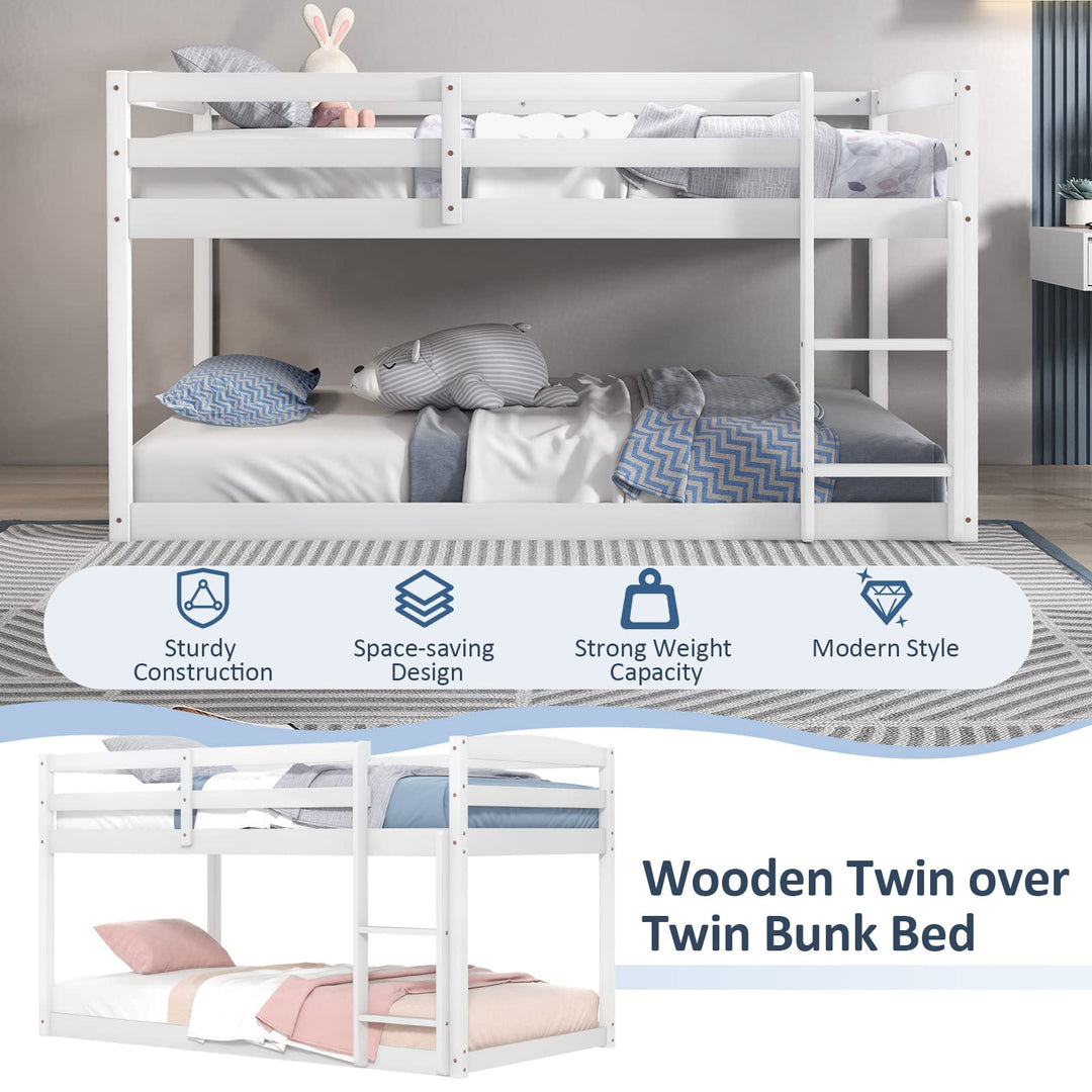 Giantex Solid Wood Twin Over Twin Bunk Bed Frame