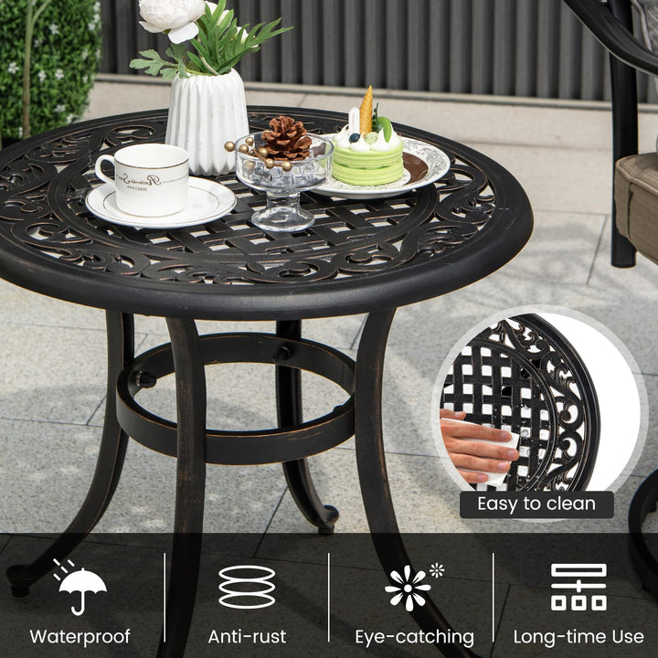 Giantex Patio Bistro Table | 24” Cast Aluminum Round Side Table for Porch