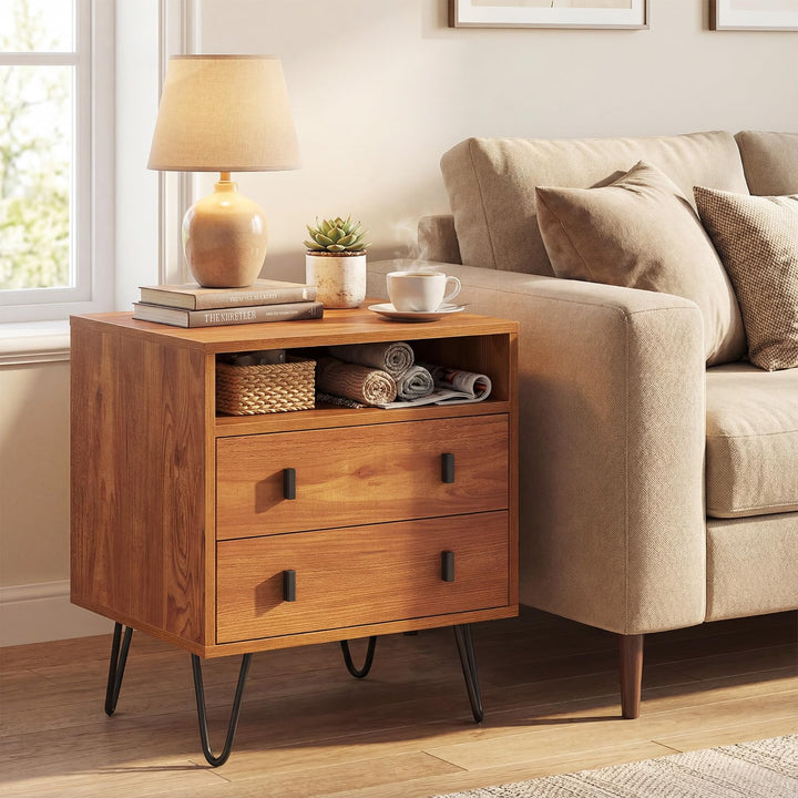 Giantex Night Stand with 2 Drawers for Bedroom Home Office
