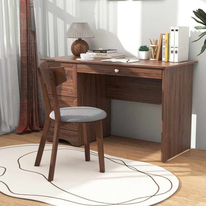 Giantex Wooden Dining Chairs, Solid Wood Kitchen Chairs w/Curved Back &amp; Cushioned Seat