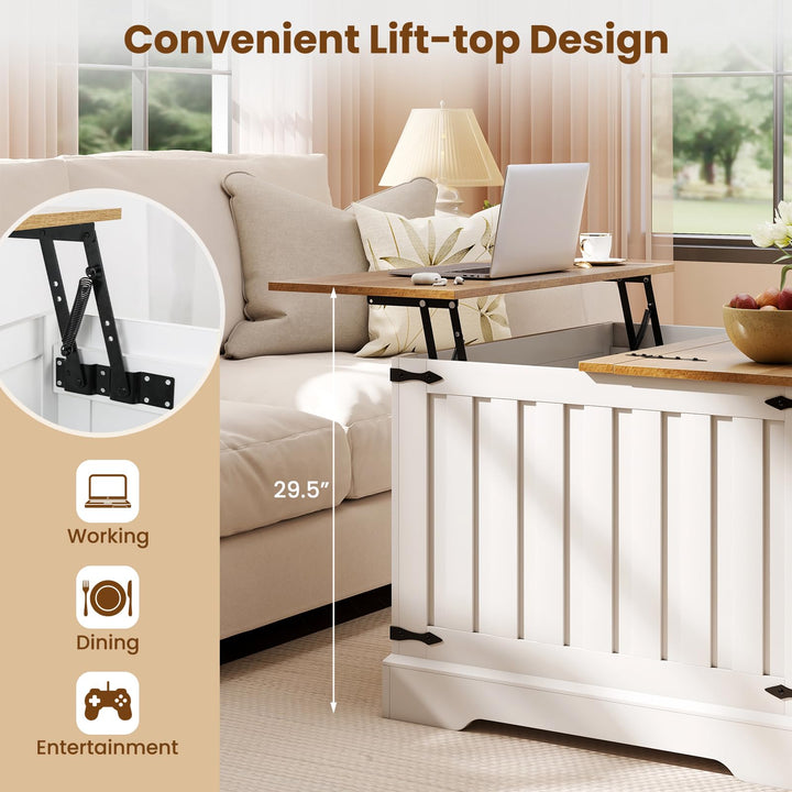 Giantex 31.5" Square Wood Center Table with Large Hidden Storage Compartment &amp; Hinged Lift Top