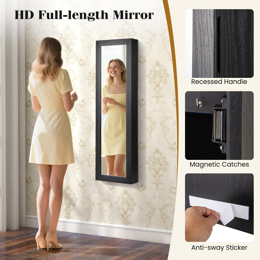 Giantex Wall or Door Mounted Jewelry Cabinet with Full Length Mirror with Lights