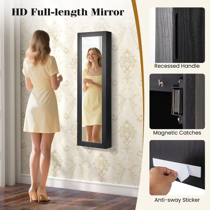 Giantex Wall or Door Mounted Jewelry Cabinet with Full Length Mirror with Lights