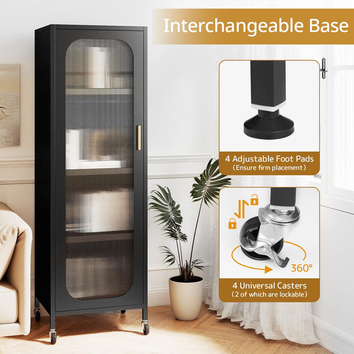 Giantex 5-Tier Mobile Storage Cabinet Tall Narrow Metal Kitchen Pantry