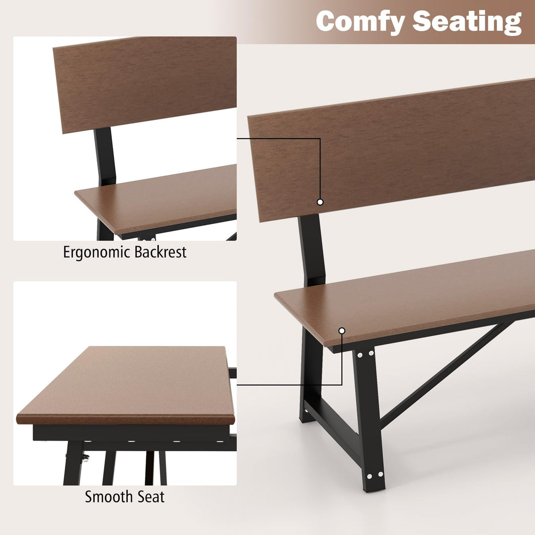 Giantex Outdoor Bench, 4-Person 72 Inches Garden Bench with Weatherproof HDPE Backrest &amp; Seat