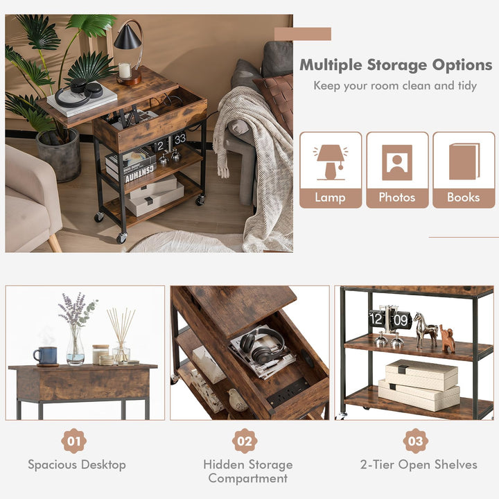 Giantex End Table with Charging Station - Lift Top Narrow Side Table (1/2)