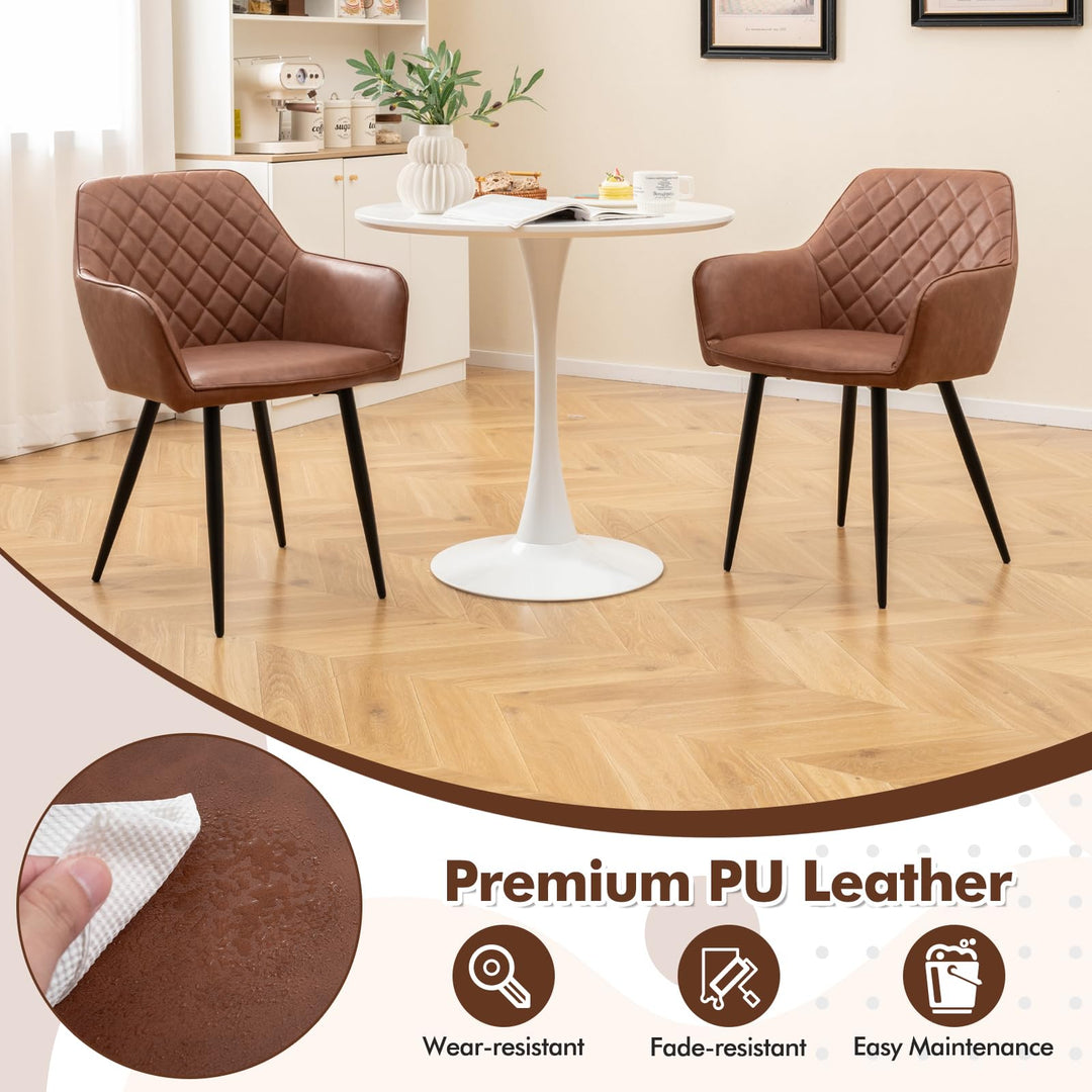 Giantex Mid Century Modern Dining Chairs Set of 2/4, Upholstered Accent Chairs w/Curved Backrest, Wide Seat &amp; Armrests