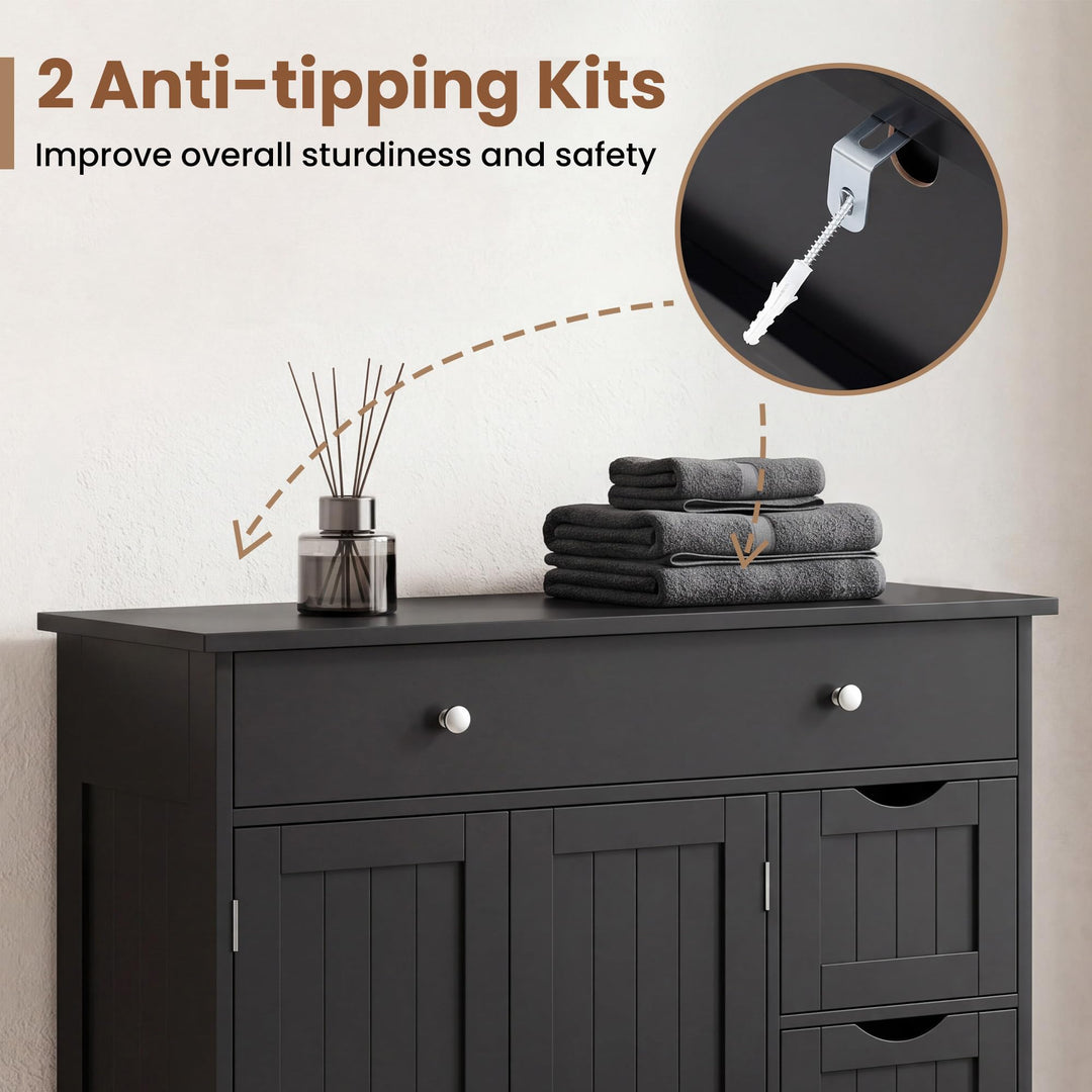 GIANTEX Bathroom Storage Cabinet with 4 Drawers and 2 Doors