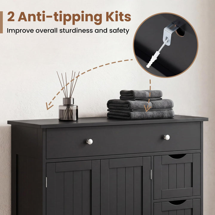 GIANTEX Bathroom Storage Cabinet with 4 Drawers and 2 Doors