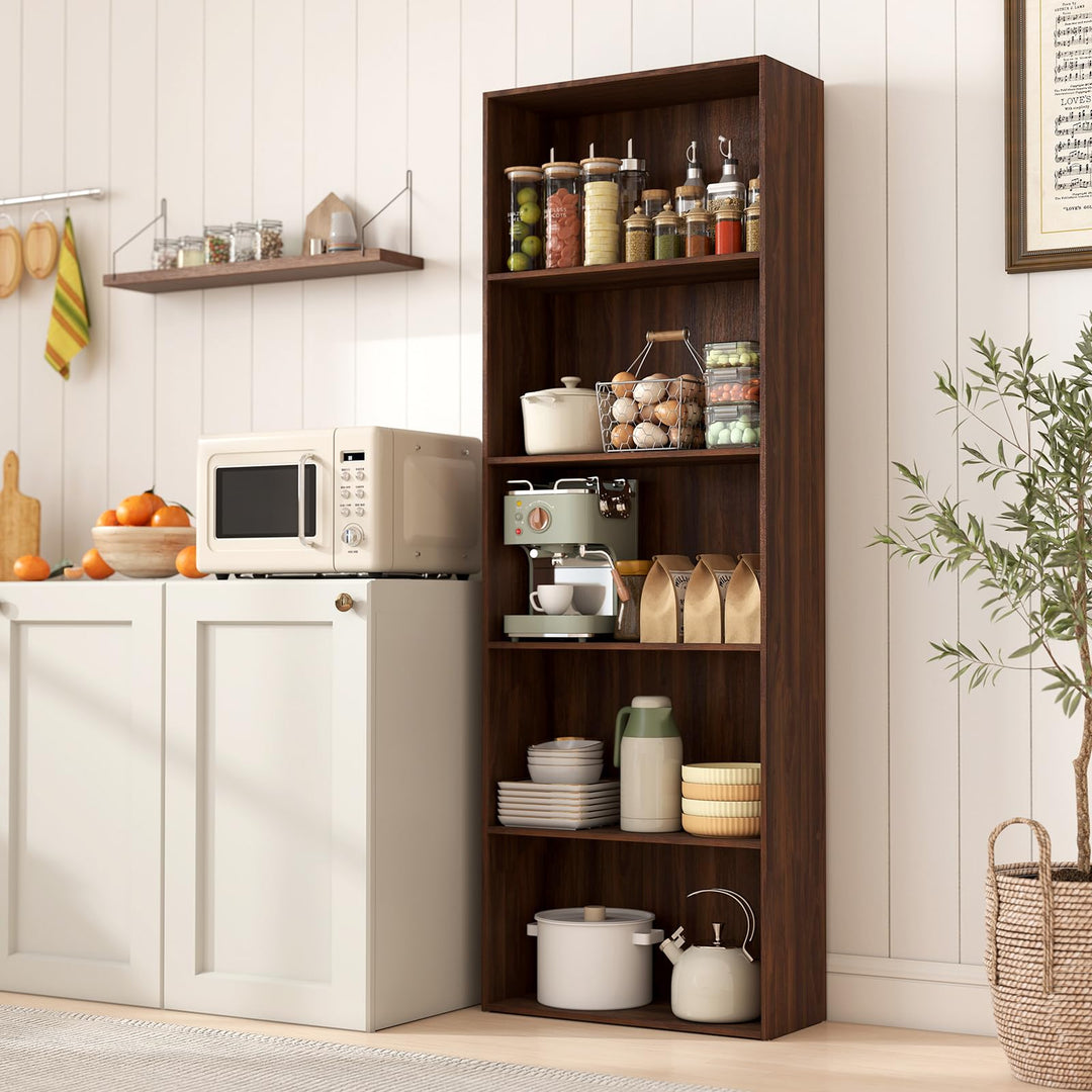 Giantex 5-Tier Bookshelf Freestanding Tall Bookcase with 5 Open Compartments