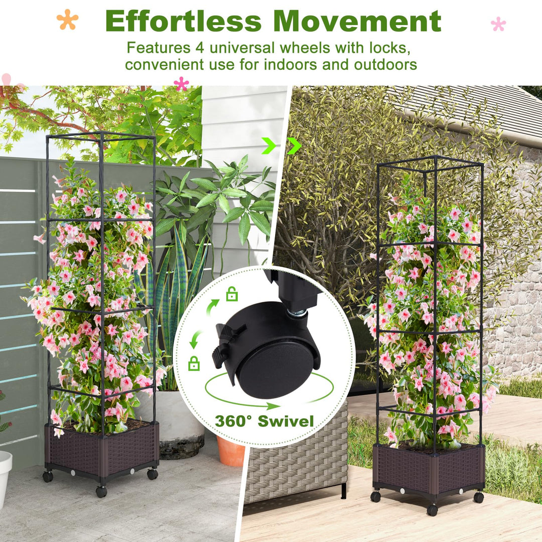 Giantex Raised Garden Bed with Tomato Cages, 67” Adjustable Height