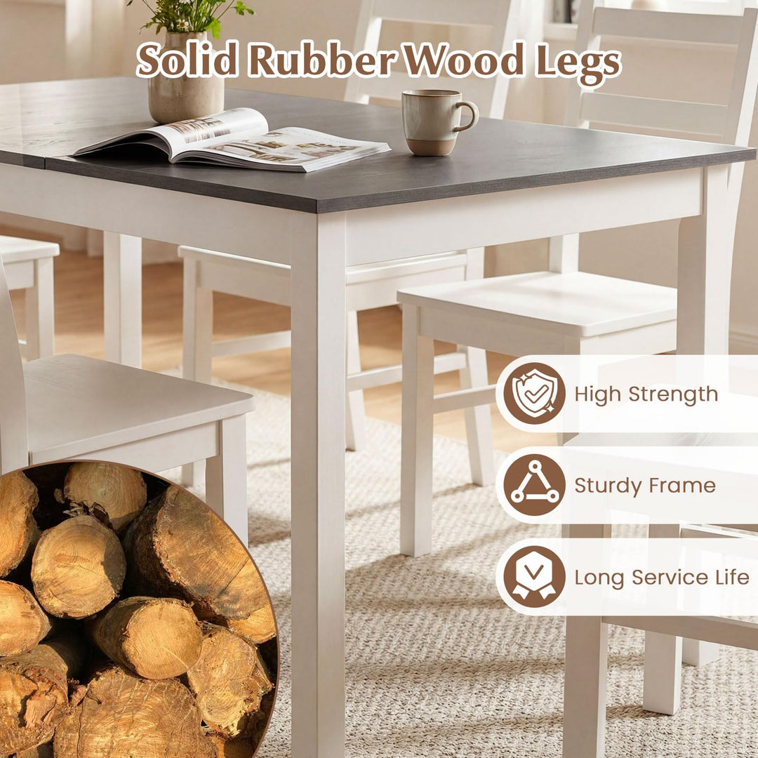 Giantex 7-Piece Dining Table Set | Rectangular 60-inches Kitchen Table and 6 Dining Chairs with Rubber Wood Legs