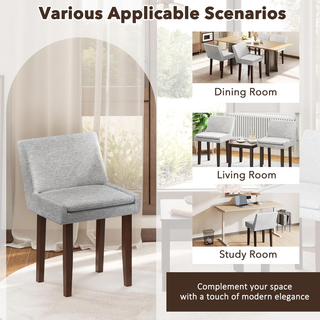 Giantex Linen Upholstered Accent Chairs w/Mid Back &amp; Cushioned Seat