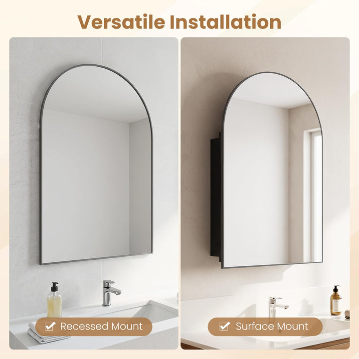 Giantex 34" x 22" Brushed Metal Wall-Mounted Medicine Cabinet for Bathroom
