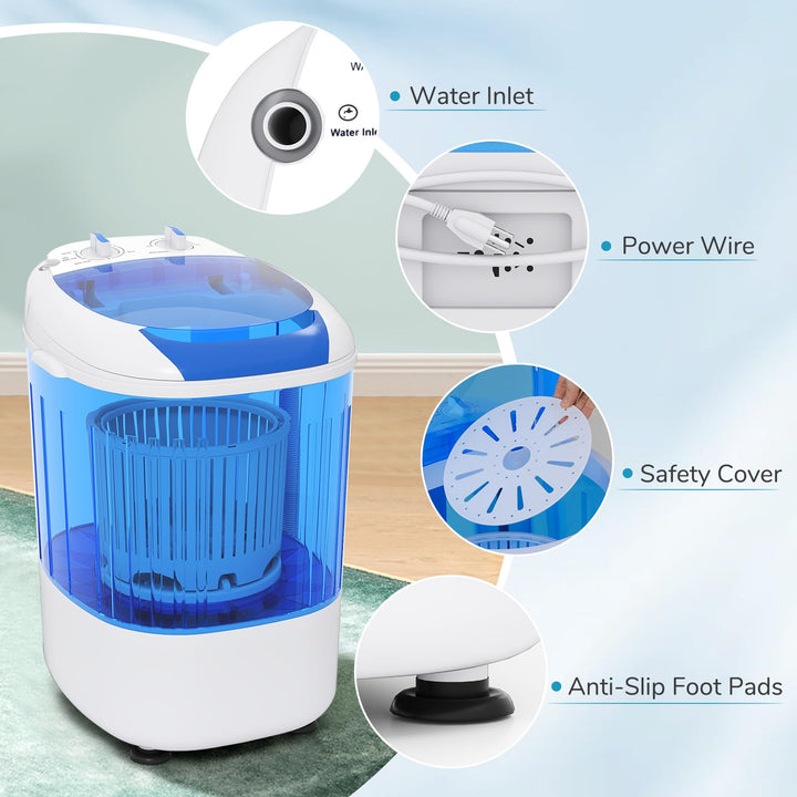 Portable Mini Semi-automatic Washing Machine with Spin Tub and Drain Hose 2.5 kg Capacity