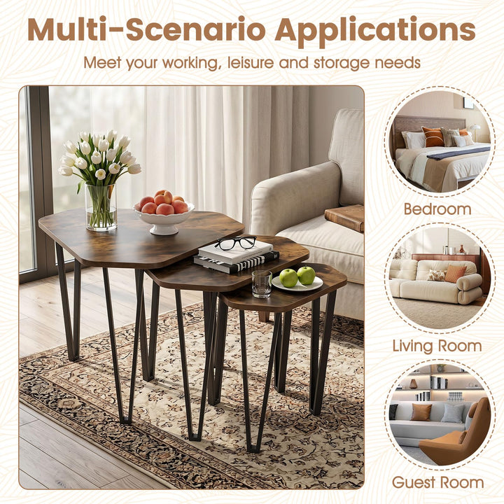 Giantex Nesting Coffee Tables Set of 3 for Living Room &amp; Apartment