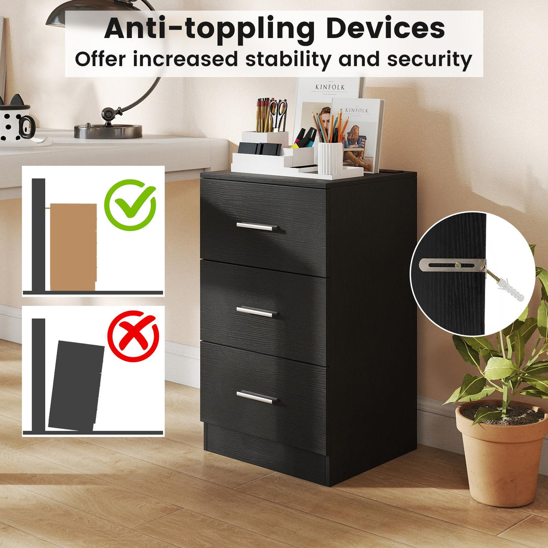 Giantex Night Stand with Charging Station - 26’’ Tall Side End Table