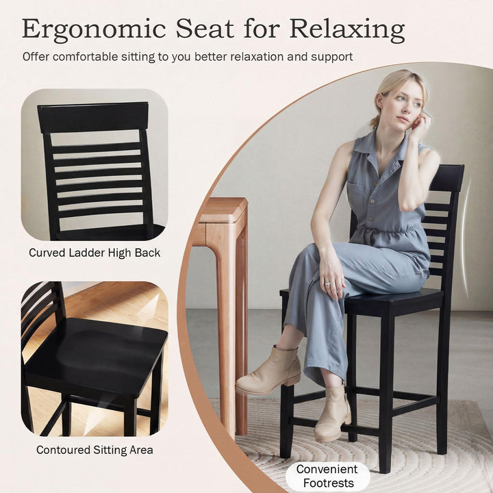 Giantex Dining Chair Set of 2/4 with Footrests and Solid Wood Frame