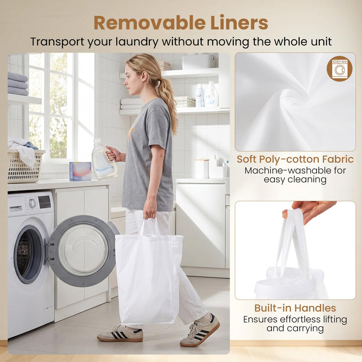 Giantex Laundry Hamper Sorter 3 Section with Lid