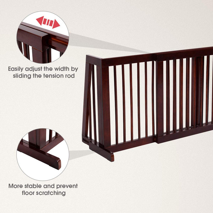 Adjustable Freestanding Pet Gate Step Over Fence - Giantex