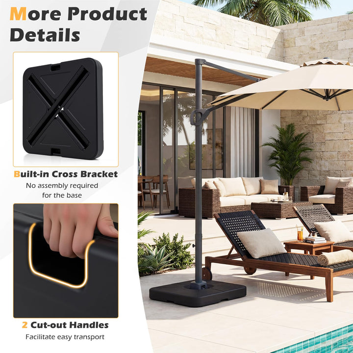 Giantex Fillable Cantilever Umbrella Base | 220 LBS Weighted Offset Patio Umbrella Stand with Cross Bracket