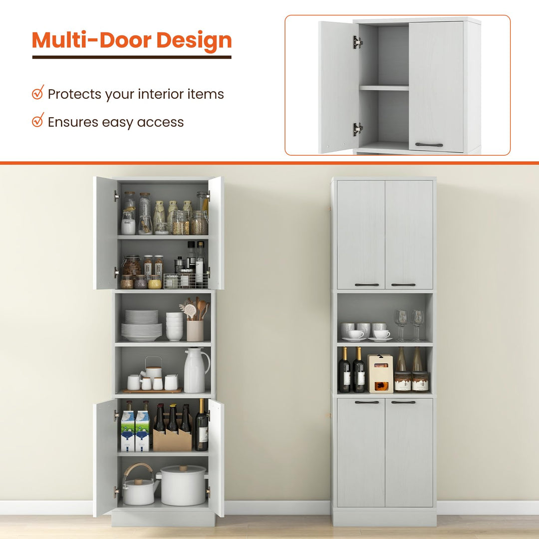 Giantex Kitchen Pantry Cabinet, 75” Tall Freestanding Cupboard with Doors &amp; Shelves