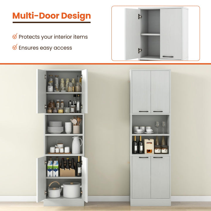 Giantex Kitchen Pantry Cabinet, 75” Tall Freestanding Cupboard with Doors &amp; Shelves