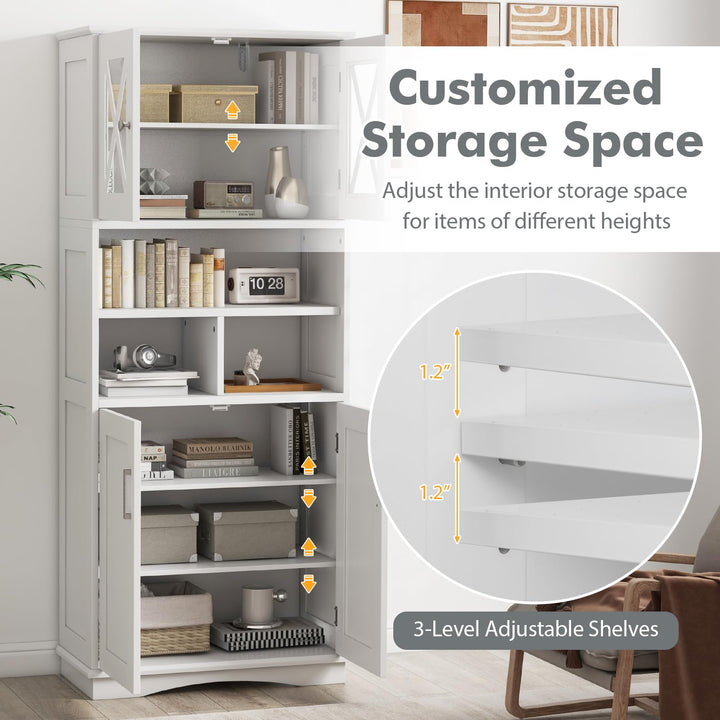 Giantex 57" Tall Bathroom Cabinet, Storage Cabinet with Acrylic Doors &amp; Adjustable Shelves