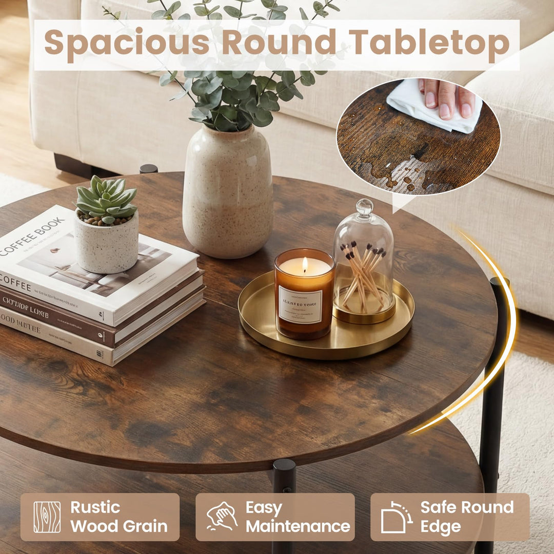 Giantex 33.5" Small Center Table with Open Storage Shelf and Heavy-Duty Metal Frame