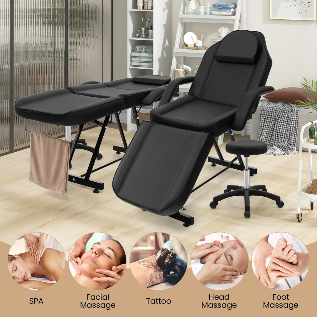 Giantex 73" Facial Chair with Hydraulic Stool, Tattoo Chair with with Adjustable Backrest &amp; Legrest