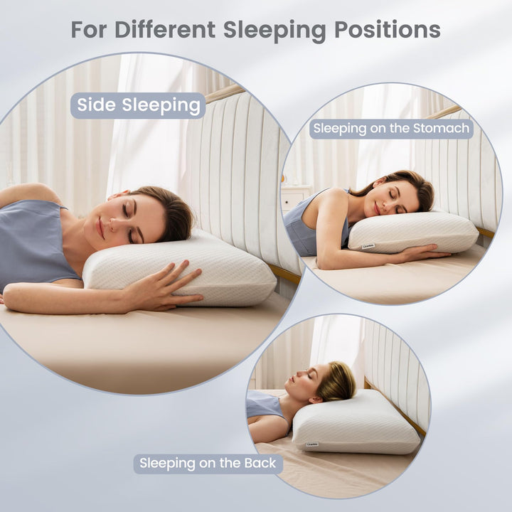 Giantex Charcoal Memory Foam Pillow 2 Pack, 3D Cutting Ventilated Pillows with Washable Cover, Back &amp; Side Sleeper Pillows