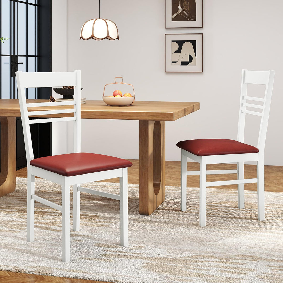 Giantex Wooden Dining Chairs Set of 2/4 Armless Kitchen Chairs w/Slat Backrest