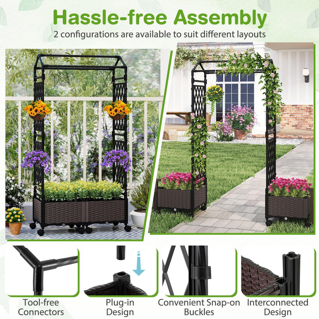 Giantex 5FT Self-Watering Tall Raised Garden Bed w/Wheels