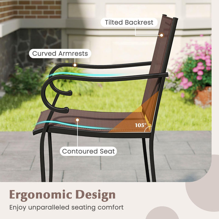 Giantex Counter Height Tall Patio Chairs with Breathable Mesh Fabric &amp; Metal Frame