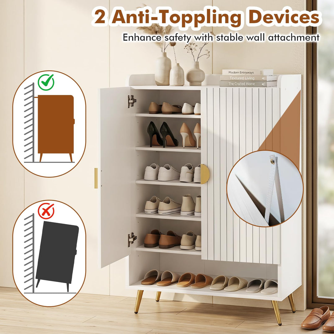 Giantex 7-Tier Wooden Shoe Storage Cabinet w/Doors