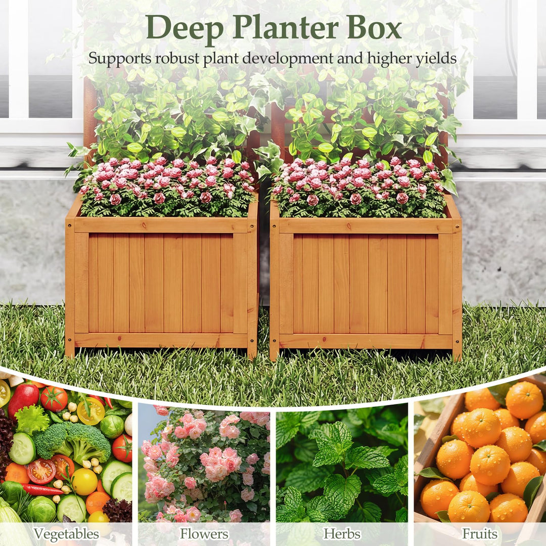 Giantex Wood Raised Garden Bed with Trellis